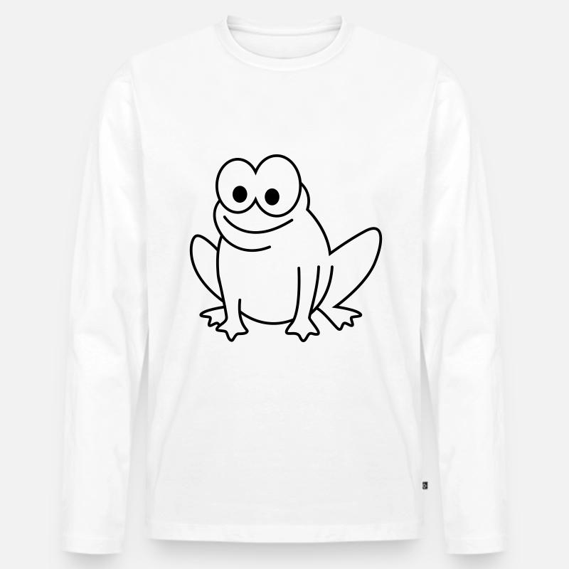 Frosch Comic Tier - Männer Premium Bio Langarmshirt - Weiß