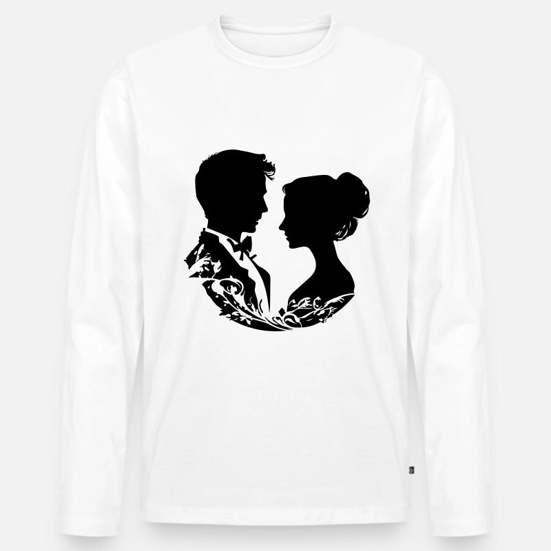 Ehepaar Hochzeit Silhouette - Männer Premium Bio Langarmshirt - Weiß