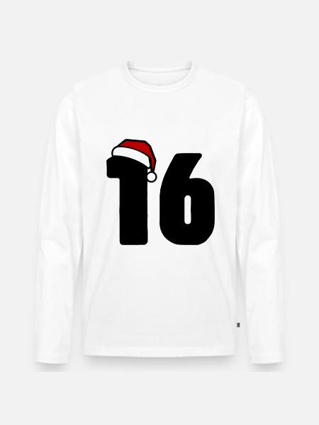 16 Numéro Noël - T-shirt manches longues Premium bio Homme - blanc