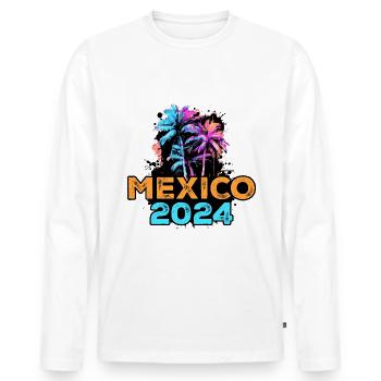 Tournée Mexique 2024 - T-shirt manches longues Premium bio Homme - blanc - Devant - Nico (187cm)
