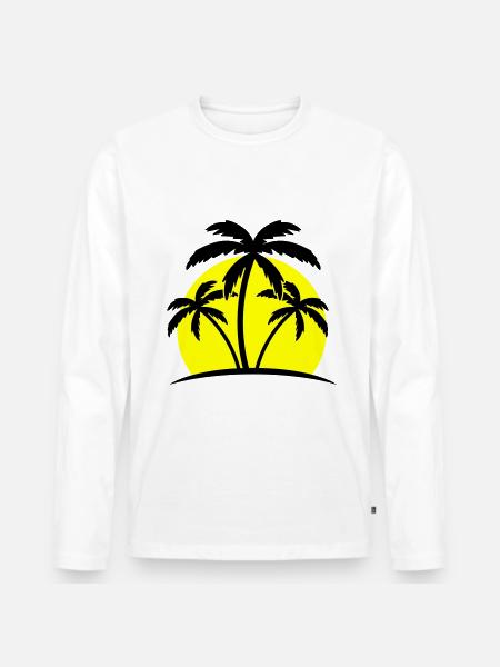 beach palm trees - Men's Premium Organic Long Sleeve Shirt - white