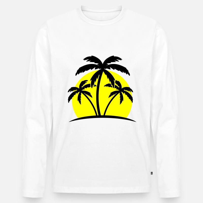 strand palmen - Männer Premium Bio Langarmshirt - Weiß