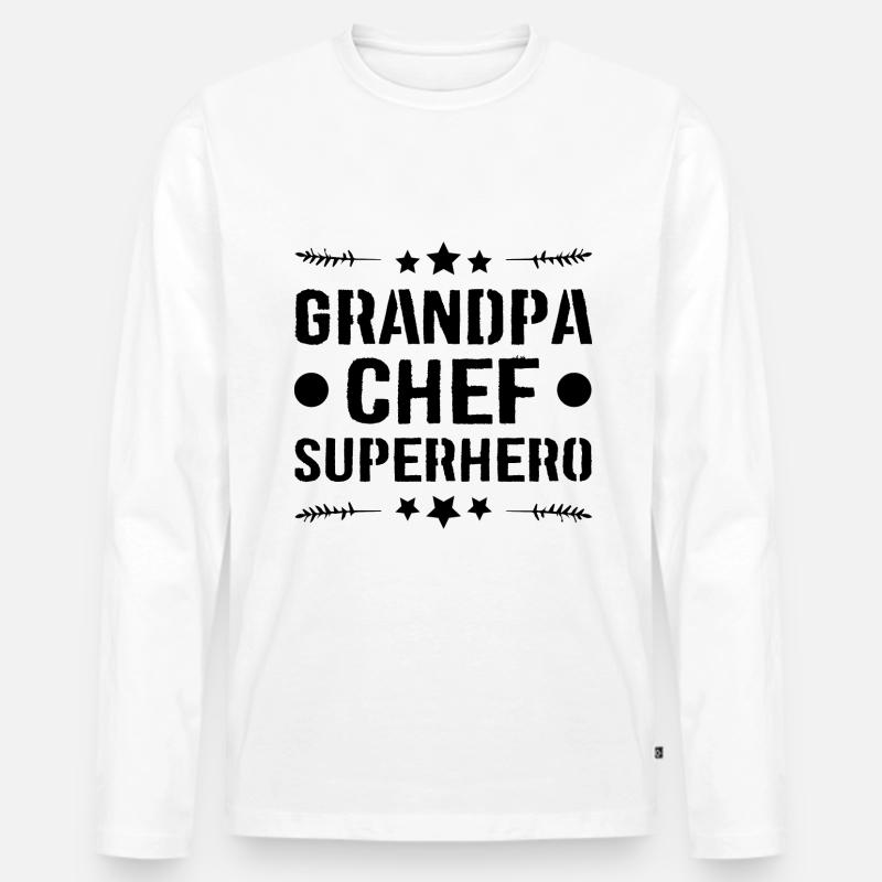 Opa Chef Superheld - Männer Premium Bio Langarmshirt - Weiß