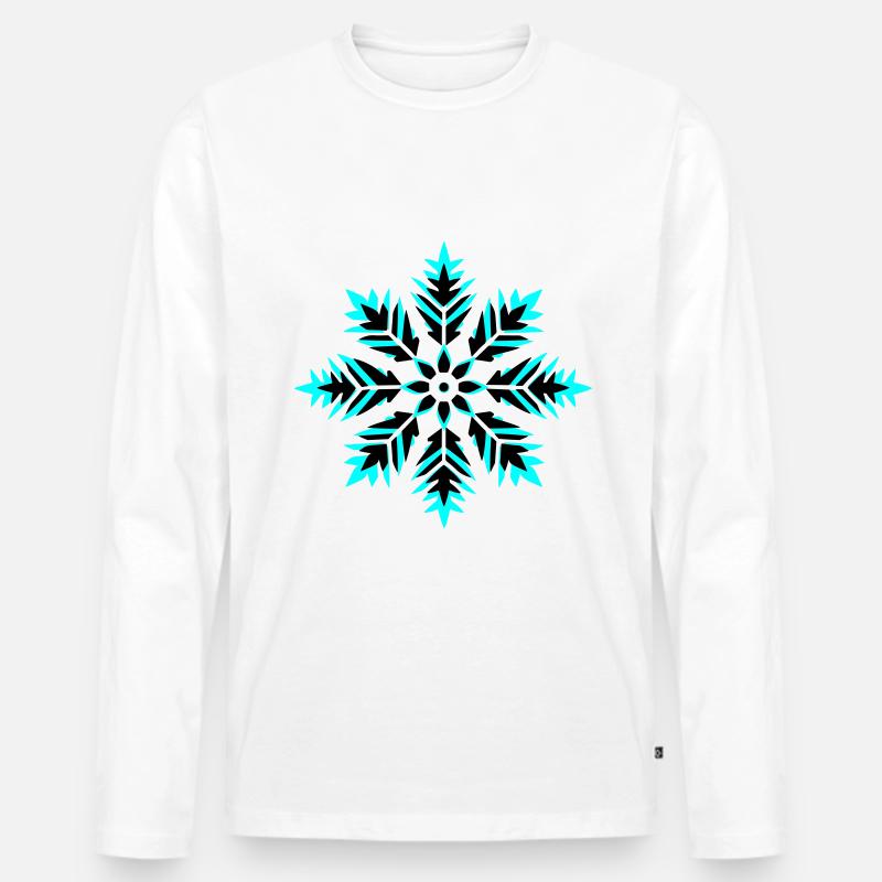 Schneeflocke Icon Winter - Männer Premium Bio Langarmshirt - Weiß