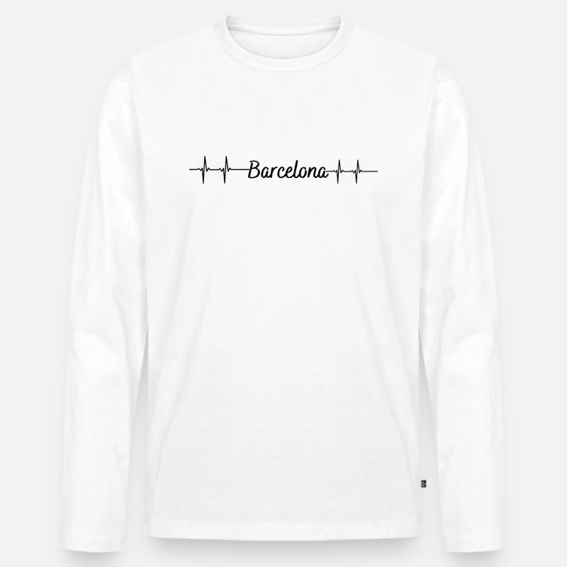 Puls Barcelona - Männer Premium Bio Langarmshirt - Weiß