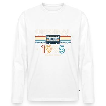 30ème Anniversaire Millésime Novembre 1995 Cassette 95 - T-shirt manches longues Premium bio Homme - blanc - Devant - Nico (187cm)