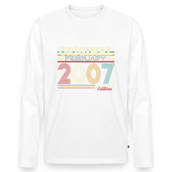 18. Geburtstag Geschenk Mann Original Februar 2007 - Männer Premium Bio Langarmshirt - Weiß - Vorne - Nico (187cm)