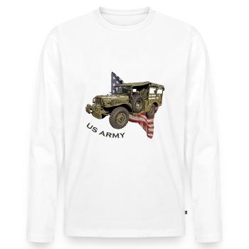US Army Car - Männer Premium Bio Langarmshirt - Weiß - Vorne - Nico (187cm)