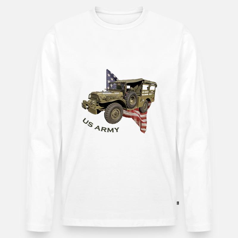 US Army Car - Männer Premium Bio Langarmshirt - Weiß