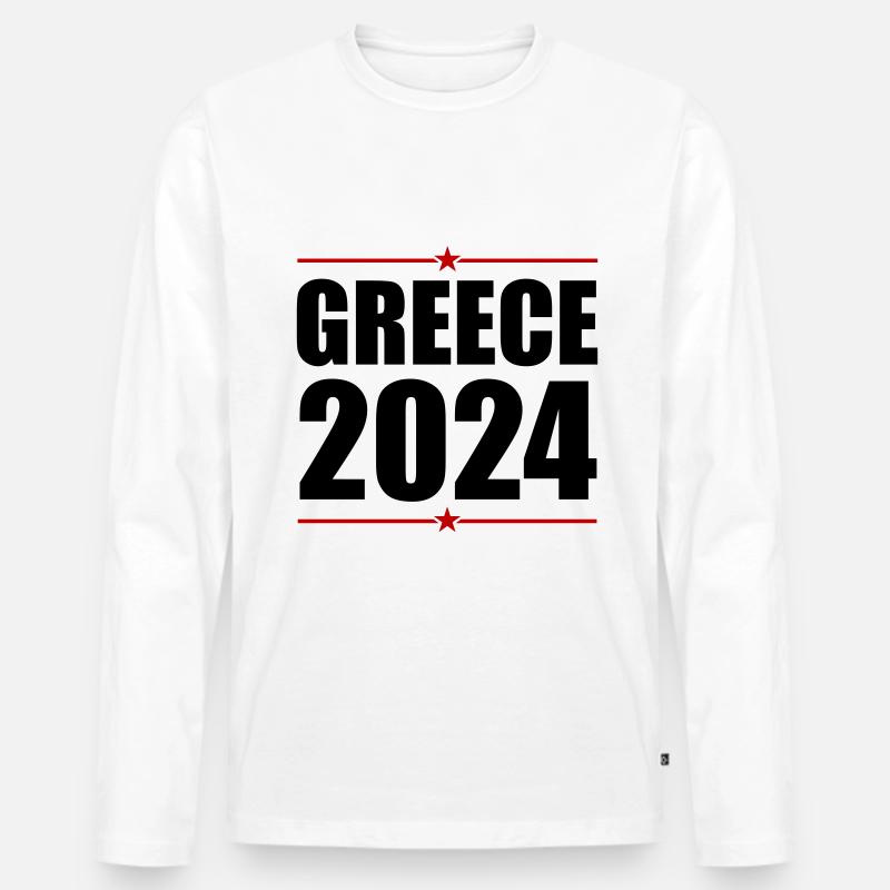 Greece 2024 - Männer Premium Bio Langarmshirt - Weiß