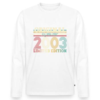 21. Geburtstag Original Legende 2003 Jahrgang 2003 - Männer Premium Bio Langarmshirt - Weiß - Vorne - Nico (187cm)
