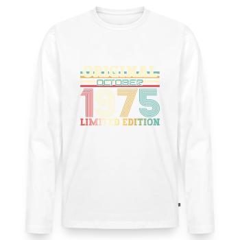 50th Birthday Original October 1975 Volume 75 - Men's Premium Organic Long Sleeve Shirt - white - Front - Nico (187cm)