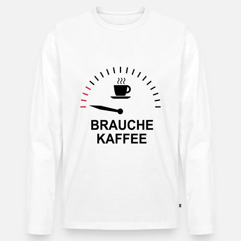 Kaffee - Männer Premium Bio Langarmshirt - Weiß