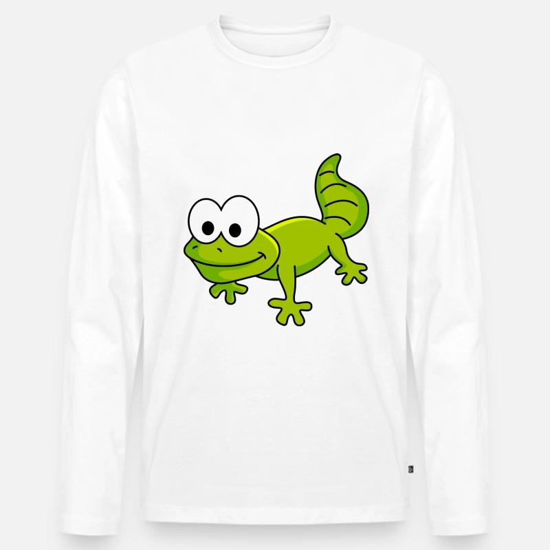 Gecko Comic Tier - Männer Premium Bio Langarmshirt - Weiß