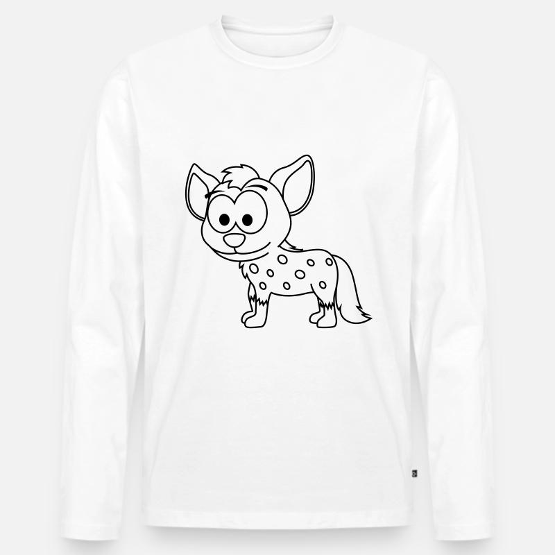 Hyäne Comic Tier - Männer Premium Bio Langarmshirt - Weiß