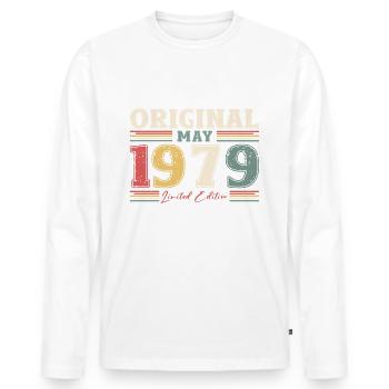 Birthday 1979 May 1979 Vintage 1979 Legend 79 - Men's Premium Organic Long Sleeve Shirt - white - Front - Nico (187cm)