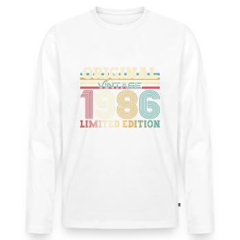 37e anniversaire Original juin 1986 Né en 1986 - T-shirt manches longues Premium bio Homme - blanc - Devant - Nico (187cm)