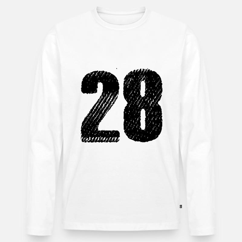 28 Zahl Trikot - Männer Premium Bio Langarmshirt - Weiß