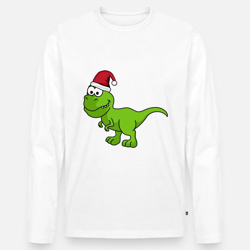 Dinosaurier T-Rex Weihnachten - Männer Premium Bio Langarmshirt - Weiß