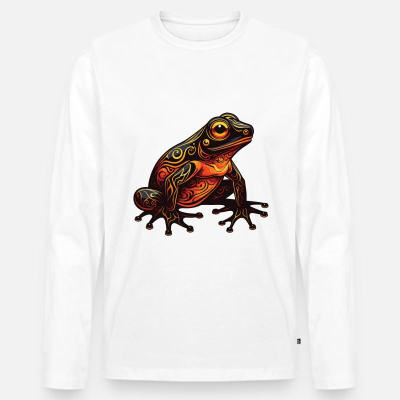 Frosch Portrait - Männer Premium Bio Langarmshirt - Weiß