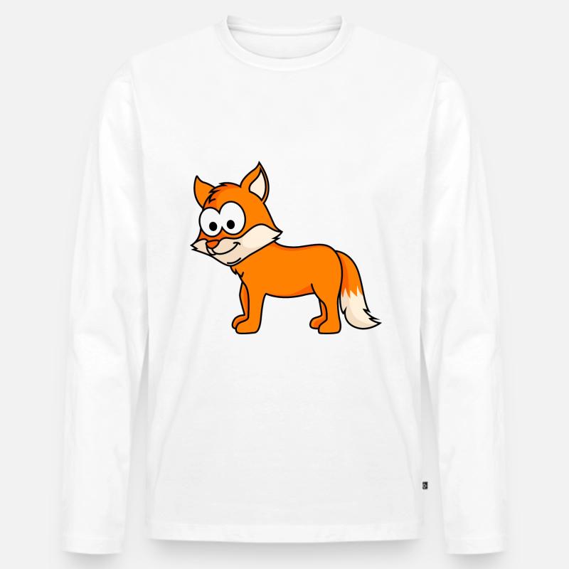 Fuchs Comic Tier - Männer Premium Bio Langarmshirt - Weiß