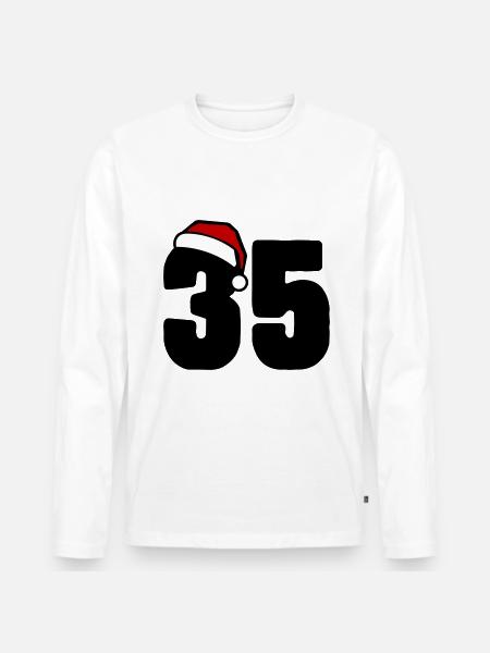 35 Numéro Noël - T-shirt manches longues Premium bio Homme - blanc