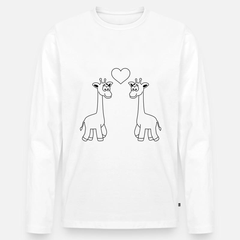 Giraffe Comic Tier Paar Liebe - Männer Premium Bio Langarmshirt - Weiß