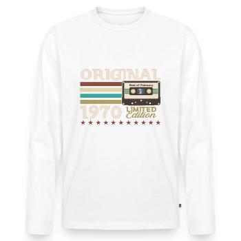 55e anniversaire Original Février 1970 Volume 70 - T-shirt manches longues Premium bio Homme - blanc - Devant - Nico (187cm)