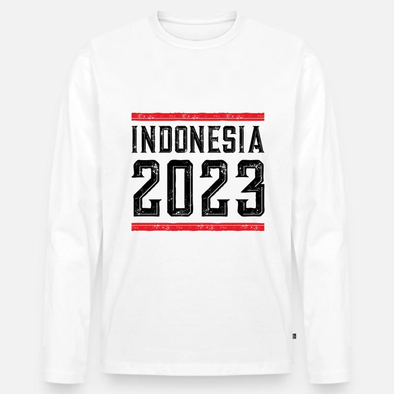 Indonesia 2023 - Männer Premium Bio Langarmshirt - Weiß