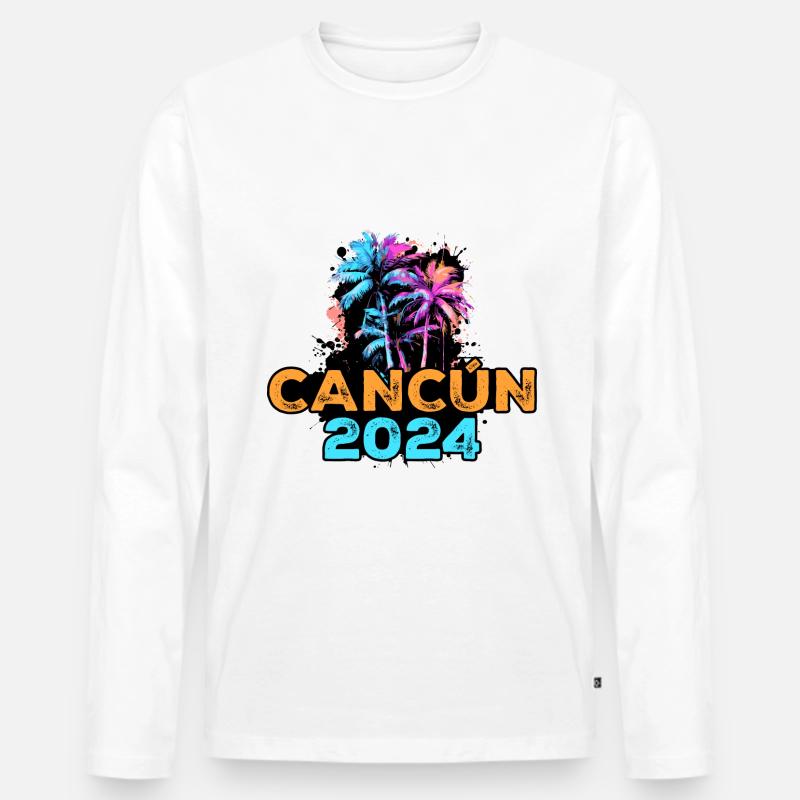 Cancun 2024 Reise - Männer Premium Bio Langarmshirt - Weiß
