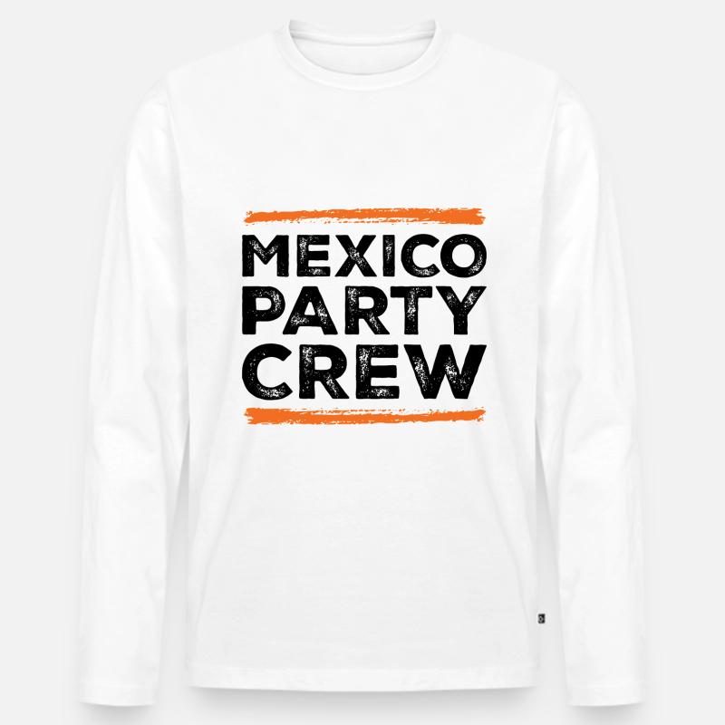 Mexiko Party Crew - Männer Premium Bio Langarmshirt - Weiß
