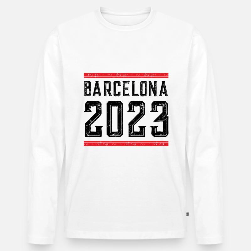 Barcelona 2023 - Männer Premium Bio Langarmshirt - Weiß