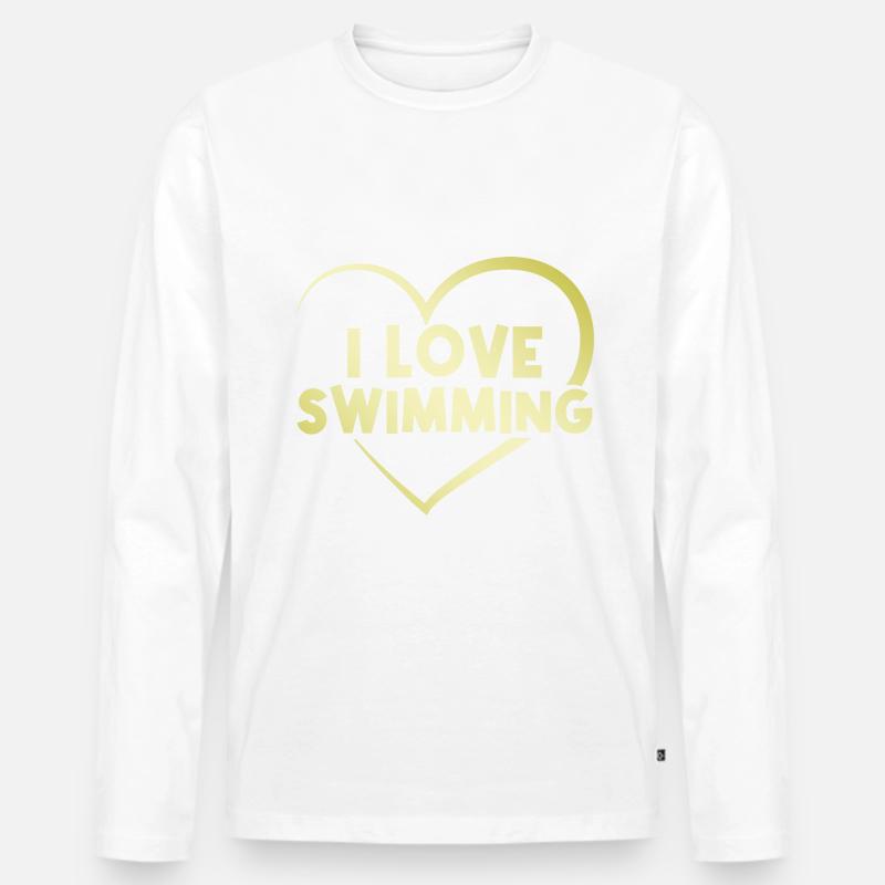 Ich liebe Schwimmen - Männer Premium Bio Langarmshirt - Weiß