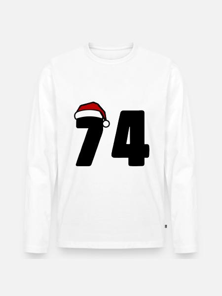 74 Numéro Noël - T-shirt manches longues Premium bio Homme - blanc
