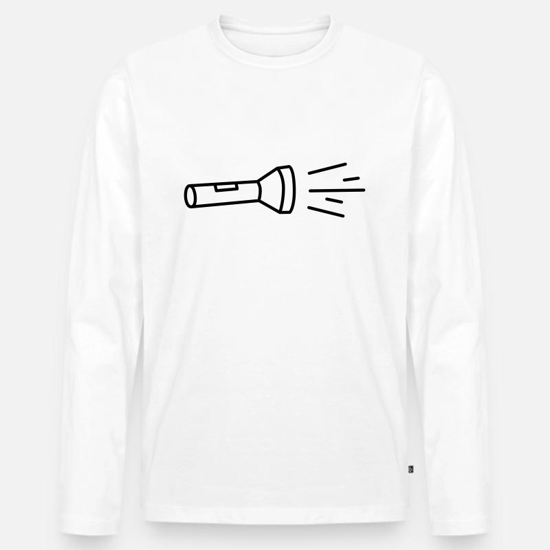 Taschenlampe - Männer Premium Bio Langarmshirt - Weiß