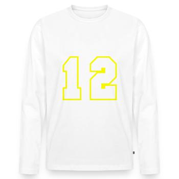 Symbole de 12 chiffres - T-shirt manches longues Premium bio Homme - blanc - Devant - Nico (187cm)