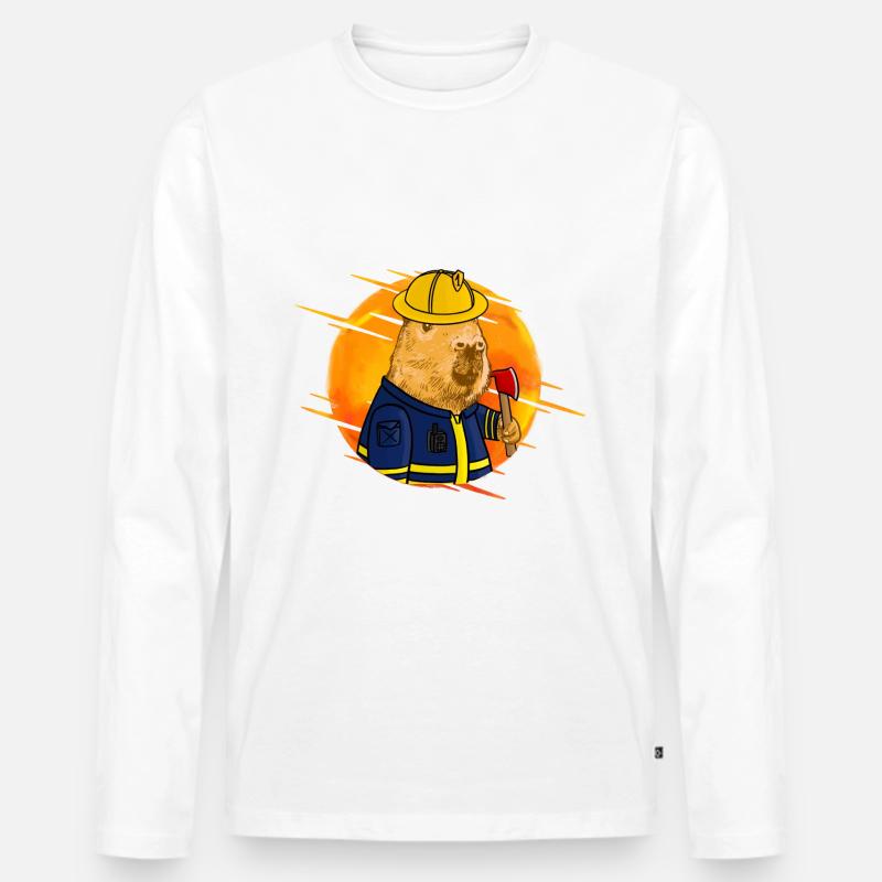 Capybara Feuerwehrmann - Männer Premium Bio Langarmshirt - undefined