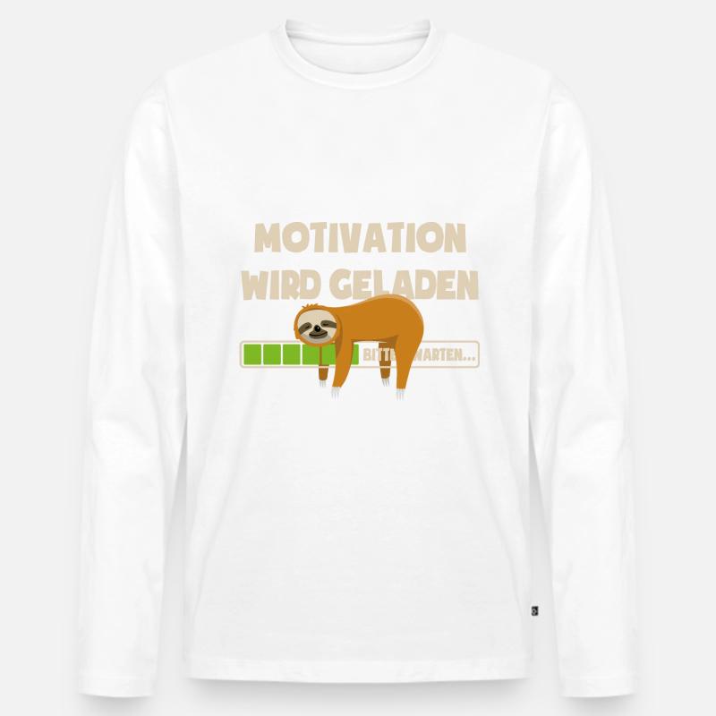 Faultier - Motivation wird geladen - bitte warten - Männer Premium Bio Langarmshirt - Weiß