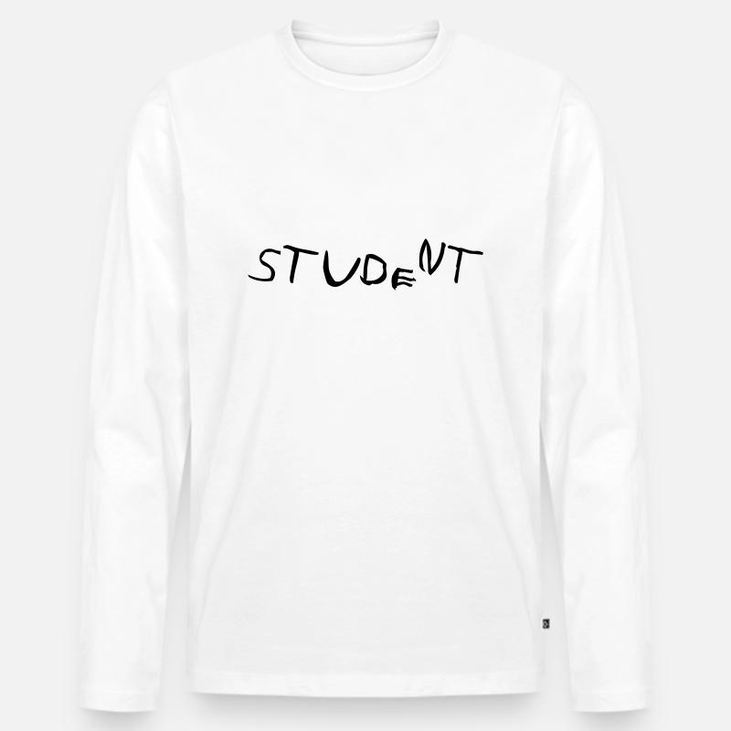 Student - Männer Premium Bio Langarmshirt - Weiß