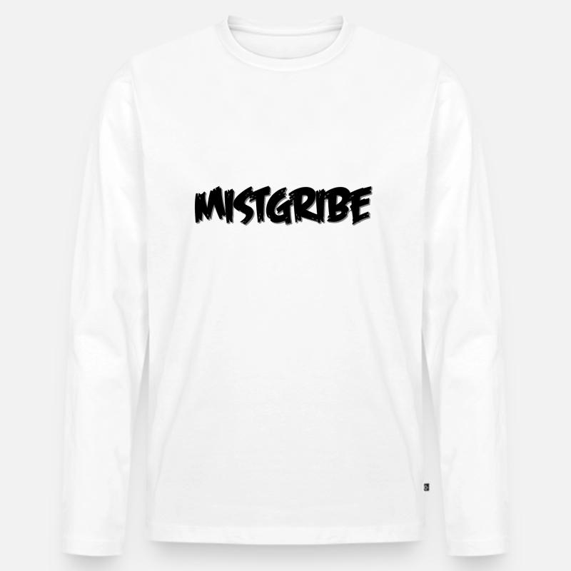 Mistgribeschwarz - Männer Premium Bio Langarmshirt - Weiß