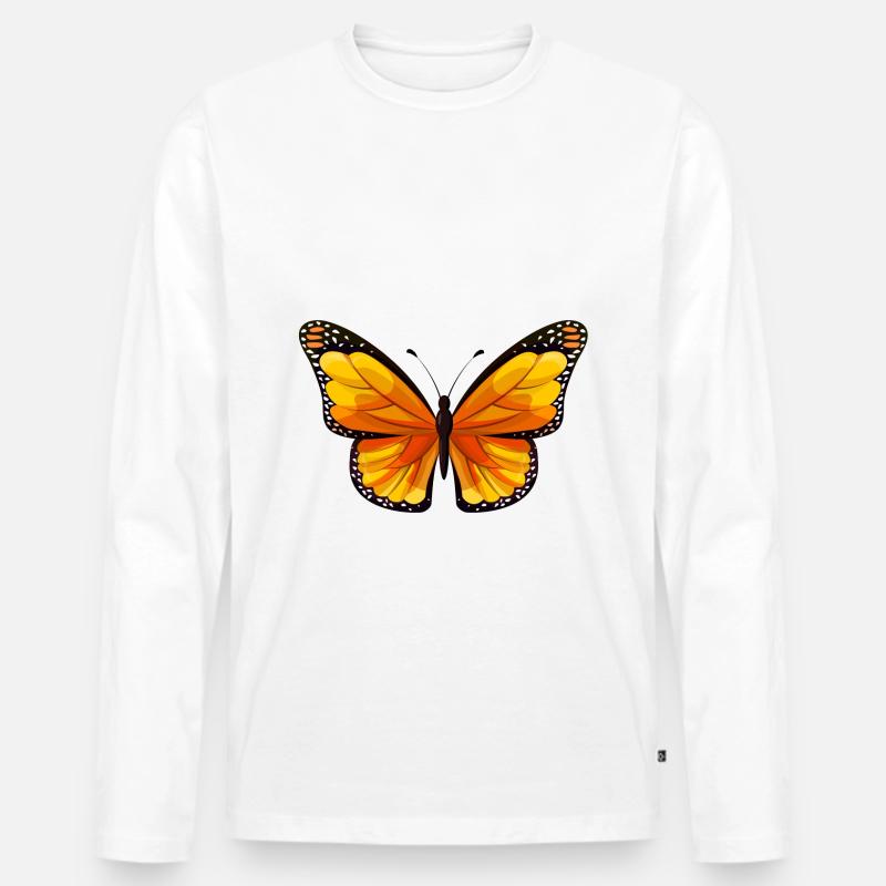 Schmetterling - Männer Premium Bio Langarmshirt - Weiß