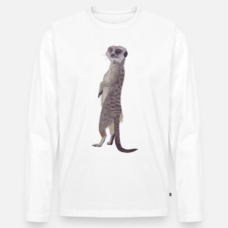 meerkat verticale - Maglia a manica lunga ecologica premium da uomo - bianco