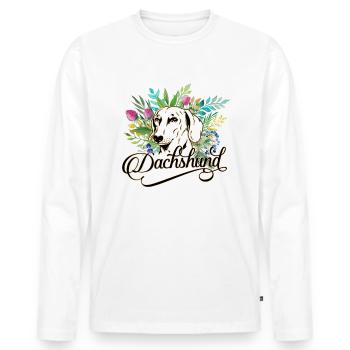 Dachshund Dackel - Männer Premium Bio Langarmshirt - Weiß - Vorne - Nico (187cm)