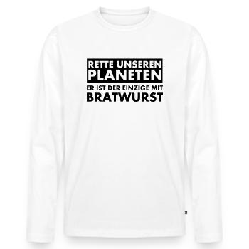 Sauvez notre planète. Il est le seul à avoir... - T-shirt manches longues Premium bio Homme - blanc - Devant - Nico (187cm)