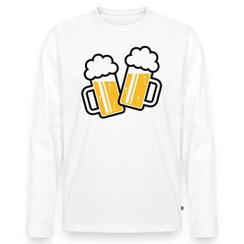 2 chopes de bière toast, à votre santé ! (Chopes à bière 2C) - T-shirt manches longues Premium bio Homme - blanc - Devant - Nico (187cm)