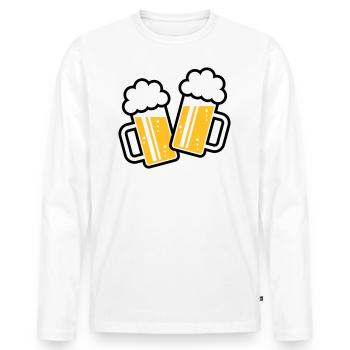 2 chopes de bière toast, à votre santé ! (Chopes à bière 3C) - T-shirt manches longues Premium bio Homme - blanc - Devant - Nico (187cm)