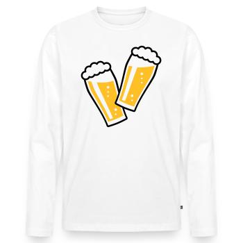 2 Biergläser Stoßen An (Bier / Willibecher / 2C) - Männer Premium Bio Langarmshirt - Weiß - Vorne - Nico (187cm)