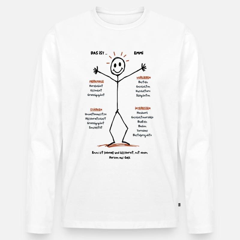 Emmis Herzvolle Welt - Männer Premium Bio Langarmshirt - Weiß