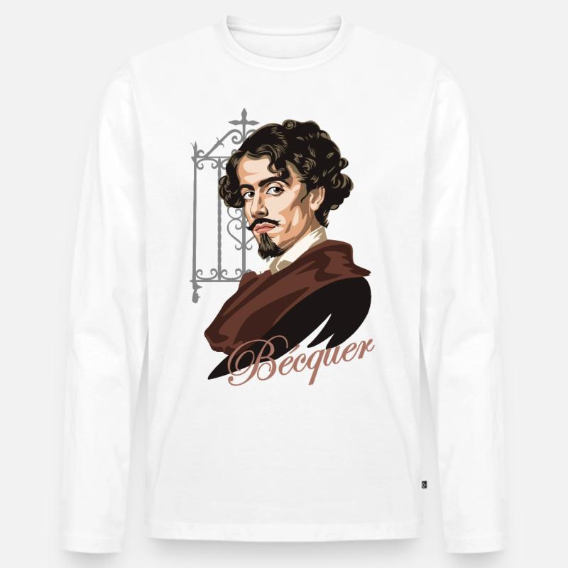 Gustavo Adolfo Bécquer - Männer Premium Bio Langarmshirt - Weiß
