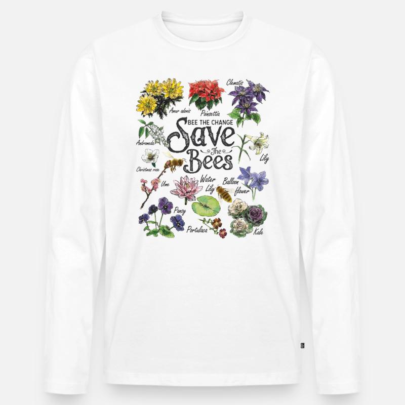 Save the Bees Art Gift - Männer Premium Bio Langarmshirt - Weiß